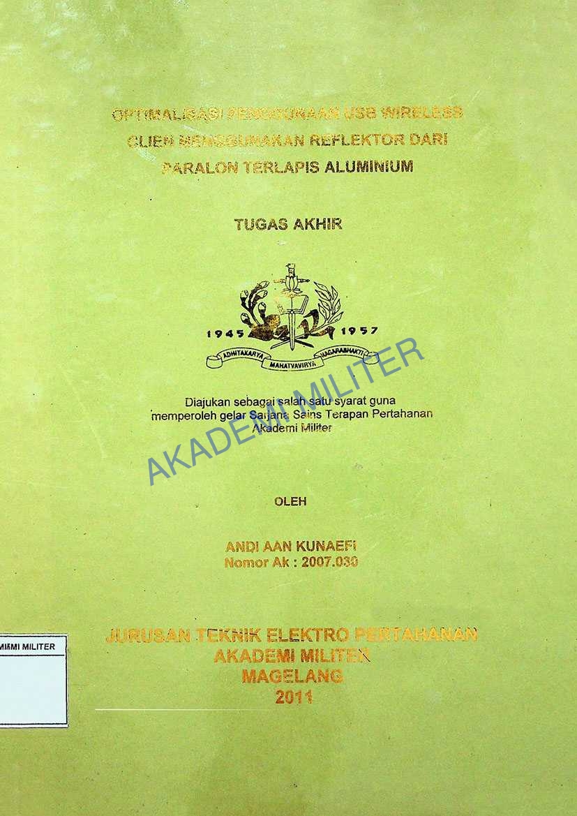 OPTIMALISASI PENGGUNAAN USB WIRELESS CLIEN MENGGUNAKAN REFLEKTOR DARI PARALON TERLAPIS ALUMUNIUM